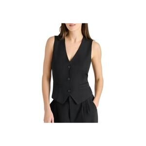 Steve Madden Black Tailored Vest Sleeveless Button Front NWT Size Small